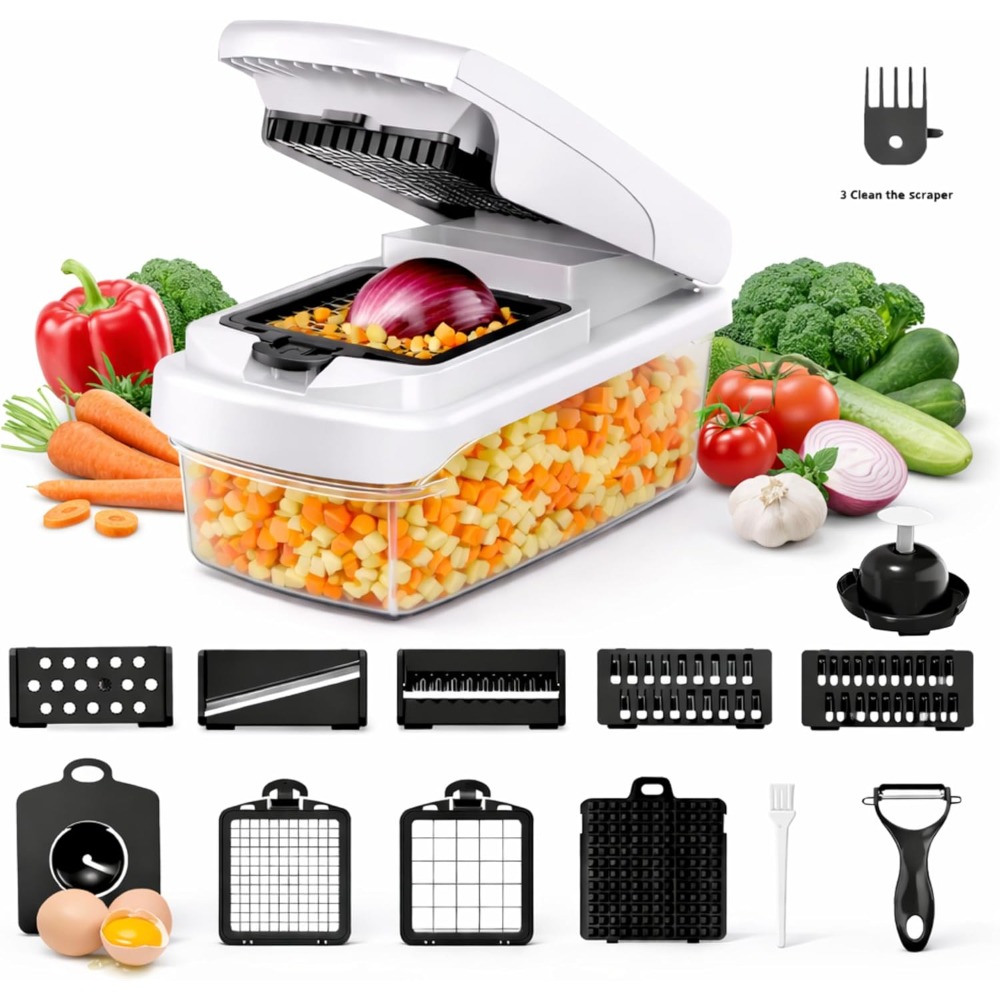 Mandoline Slicer - 12-in-1 Vegetable Chopper with Container –