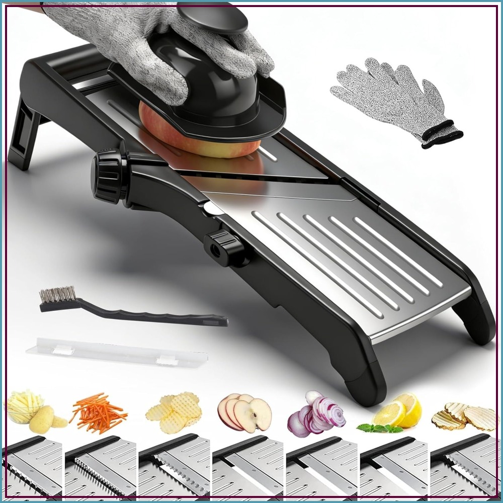 Mandoline Slicer - 7-in-1 Adjustable Mandoline Slicer, Stainless Steel