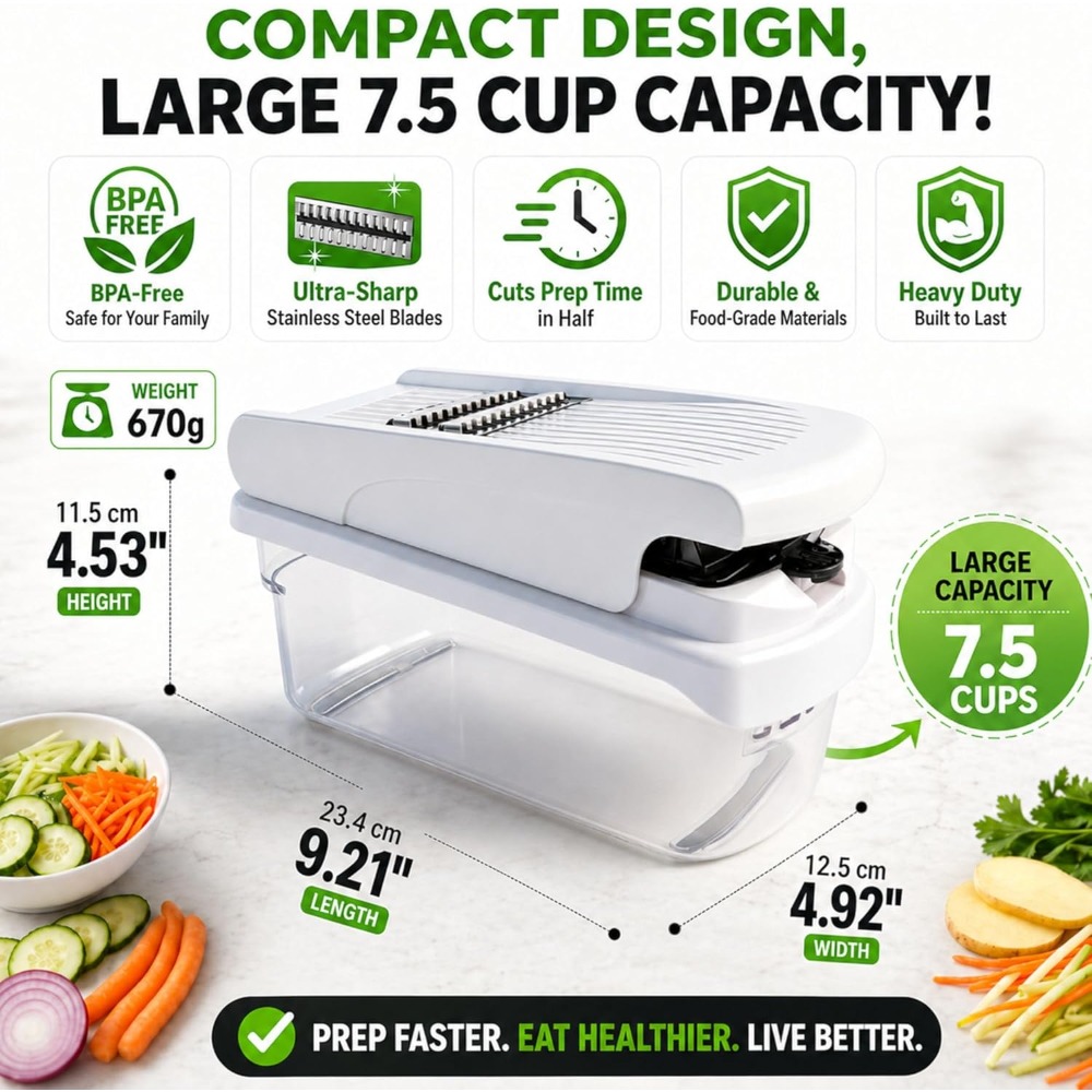 12-in-1 Vegetable Chopper with - Mandoline Slicer reseña y precio