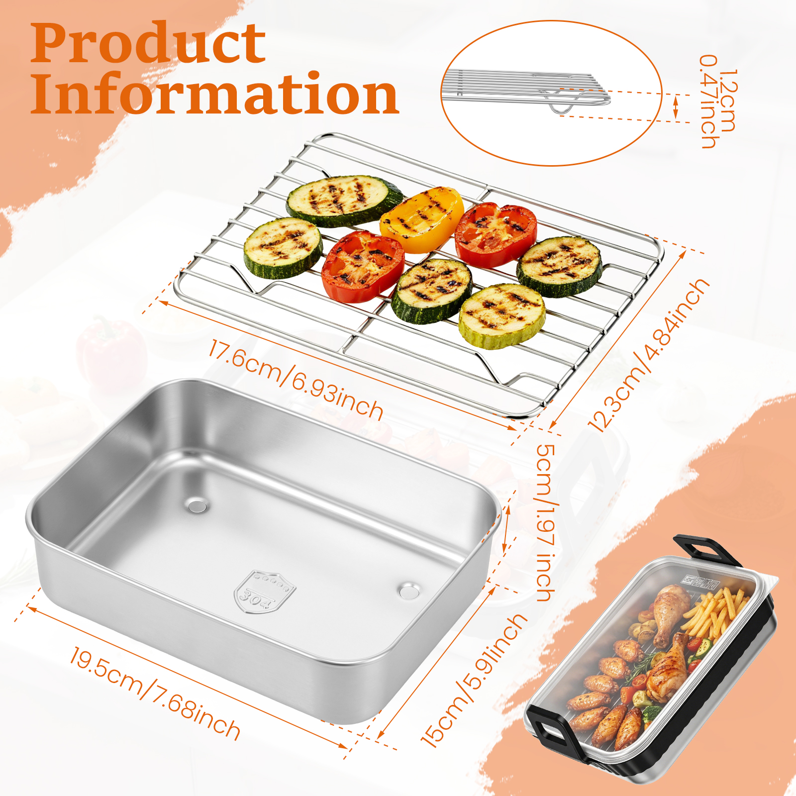 Stainless Steel Baking Pan wit - Kitchen Gadgets Air Fryer reseña y precio