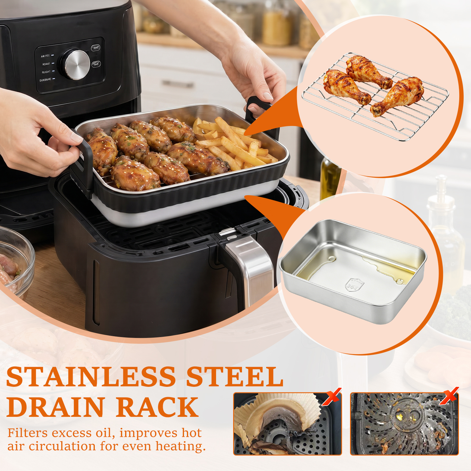 Stainless Steel Baking Pan wit - Kitchen Gadgets Air Fryer reseña y precio