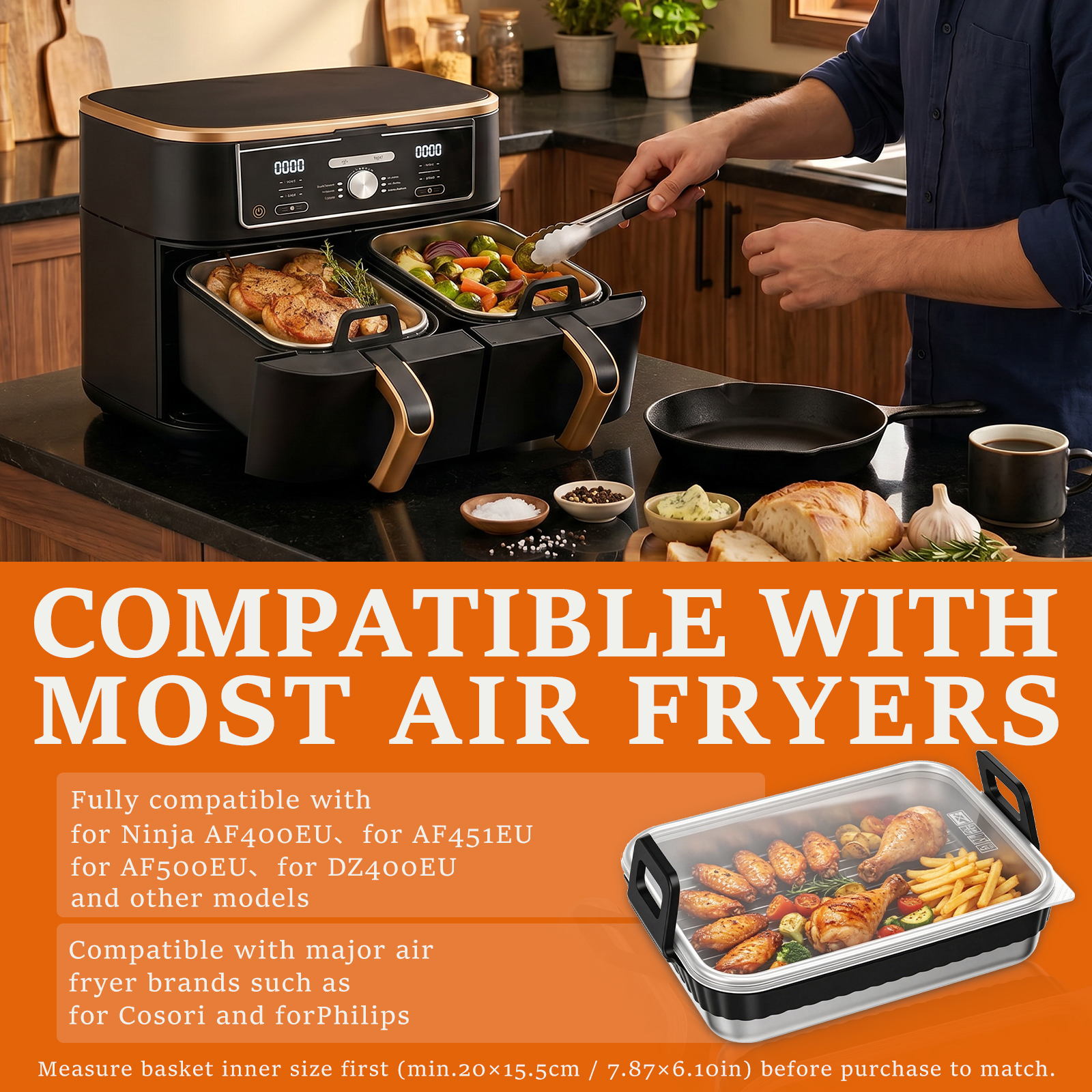 Stainless Steel Baking Pan wit - Kitchen Gadgets Air Fryer reseña y precio