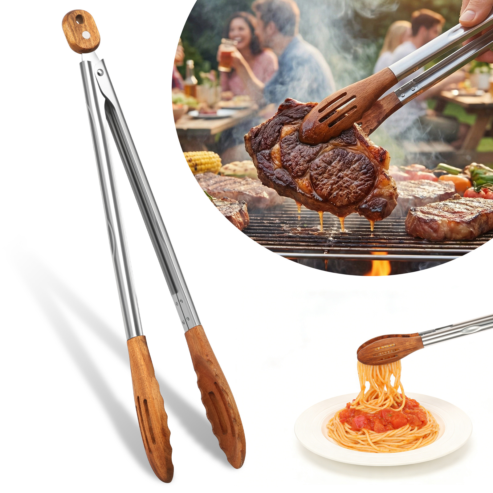 Wooden Kitchen Cooking Tongs B - Kitchen Gadgets Design reseña y precio