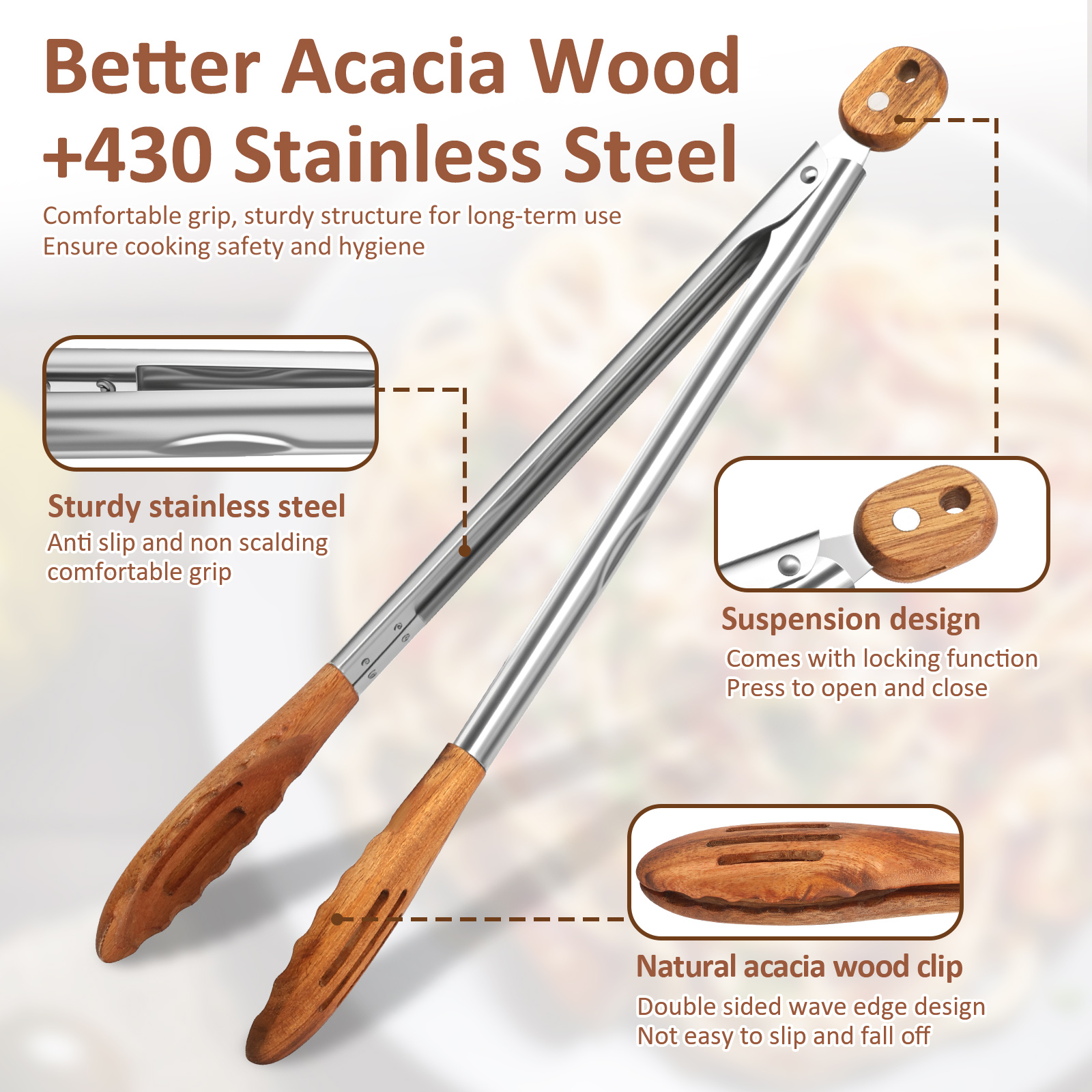 Wooden Kitchen Cooking Tongs B - Kitchen Gadgets Design reseña y precio