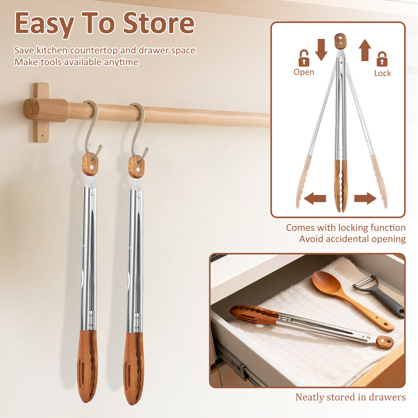 Wooden Kitchen Cooking Tongs B - Kitchen Gadgets Design reseña y precio