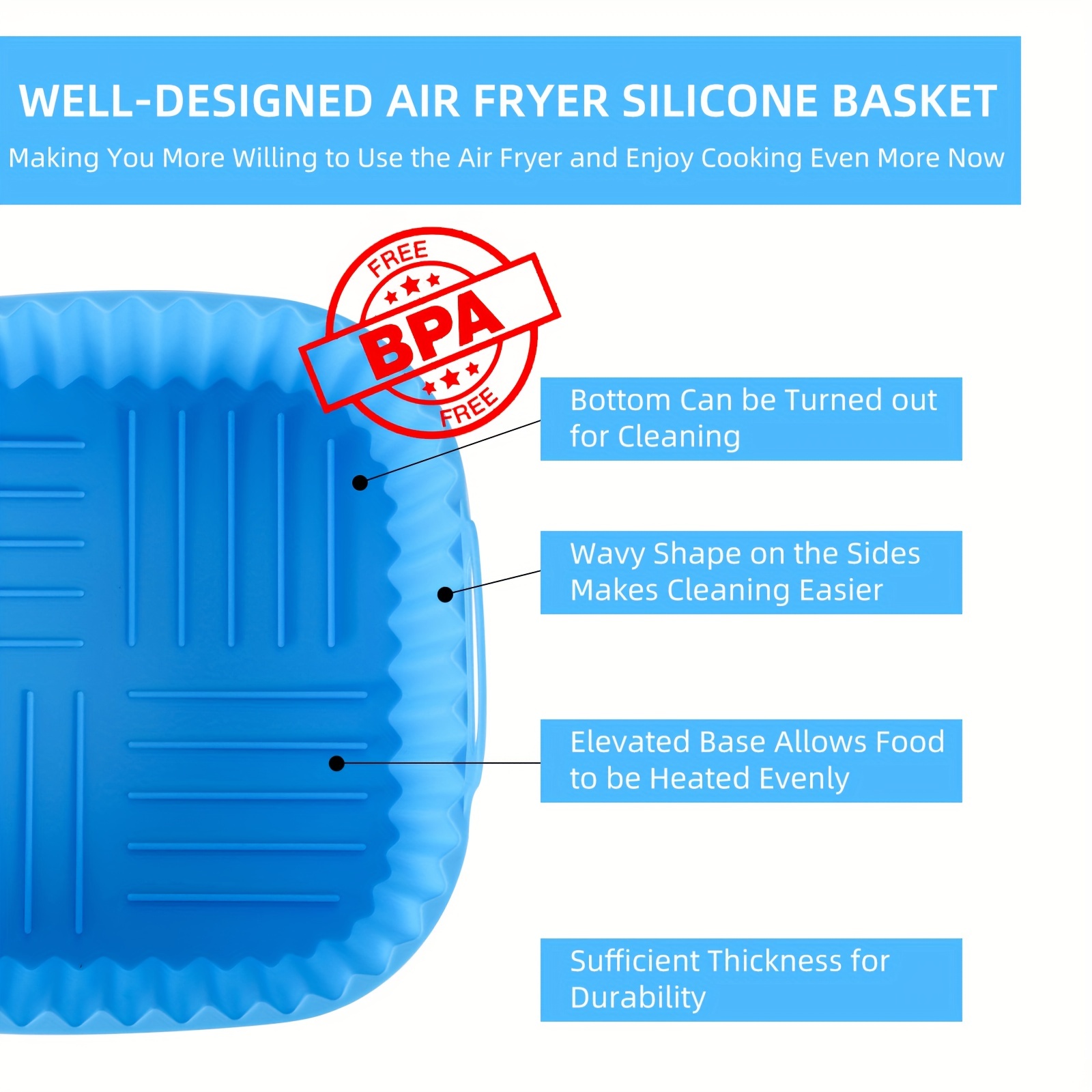 1 square silicone air fryer li - Kitchen Gadgets Design reseña y precio