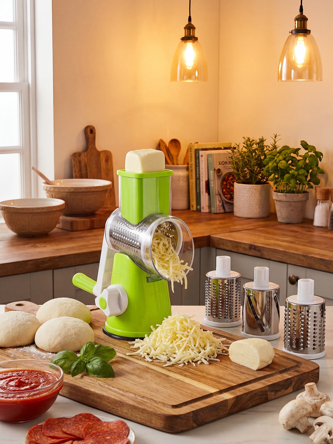 Rotary Cheese Grater with Hand - Mandoline Slicer reseña y precio